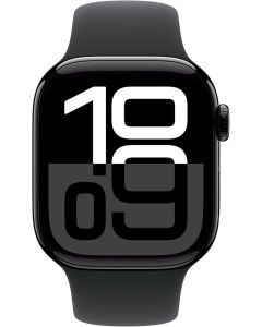 Apple Watch Series 10 42 mm Aluminium Noir Jais — Bracelet Sport M/L — Noir 