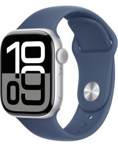  Apple Watch Series 10 46mm Aluminium Argenté - Bracelet Sport S/M - Denim