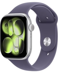 Apple Watch Series 11 (2025) GPS 46 mm Boîtier Aluminium Argent avec Bracelet Sport M/L – Purple Fog