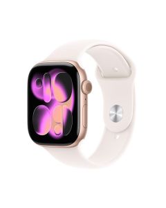 Apple Watch Series 11 GPS 46 mm en aluminium avec bracelet rose fard - M/L - MEV74QL/A