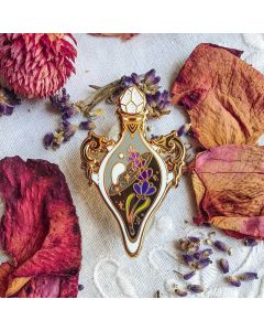 LAVENDER POTION enamel pin. Gold finish, hard enamel. Green witch pin. glitter. spooky vibes pins. witchy accessories. Crystal, lavender.